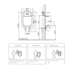 GL-7104-E - Mingitorio de cerámica automático